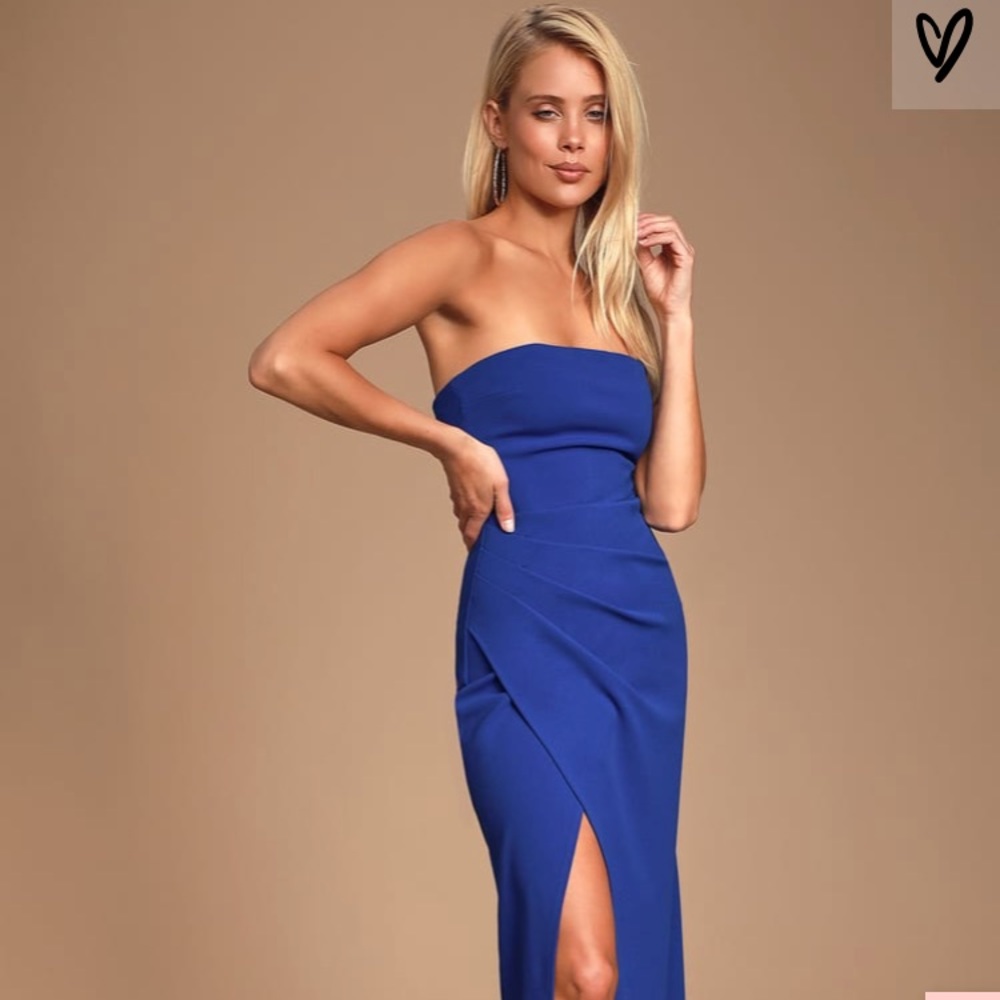 Blue lulus strapless maxi dress